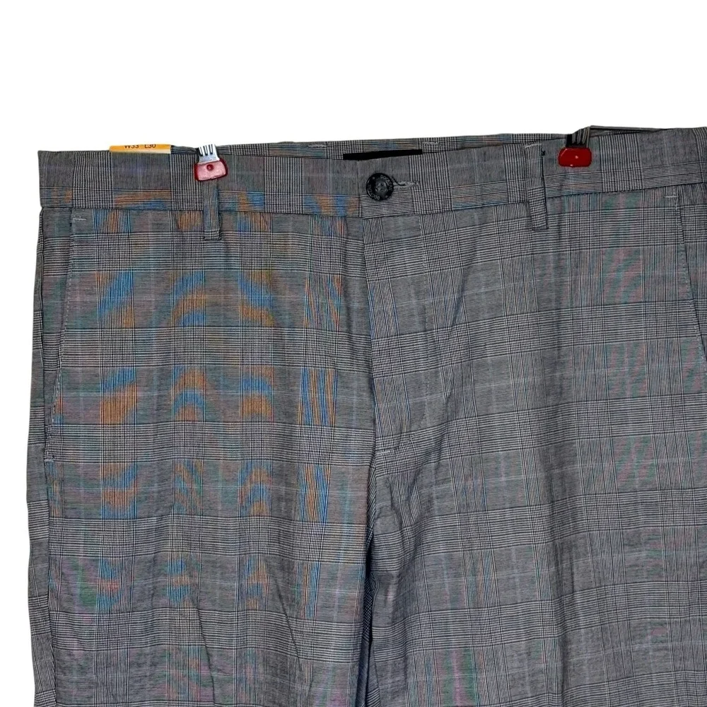 Dockers Men's Dress Pants Straight Leg Houndstooth Plaid Gray Blue Sz. 33X30 NWT